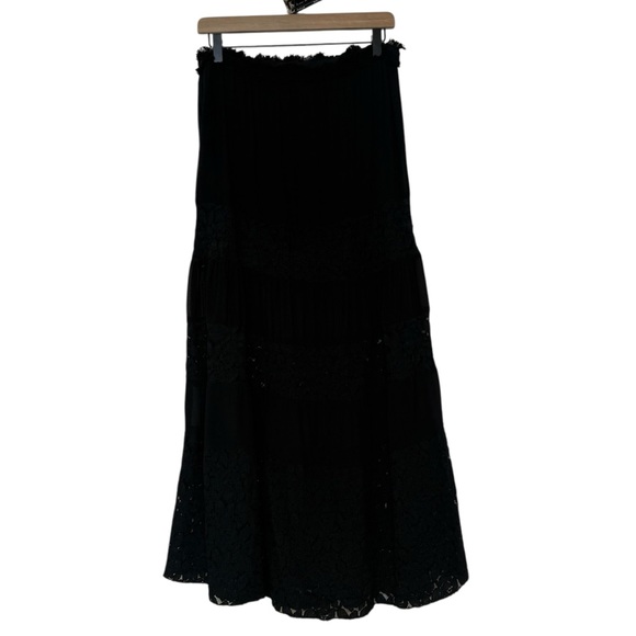 Guadalupe Tiered Ruffled Lace Black Maxi Skirt Size Medium Whimsigoth Victorian - Picture 5 of 7